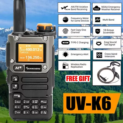 Quansheng UV-K6 VHF UHF Dual-Band Ham 5W Portable Two-way Radio Walkie Talkie • £28.49