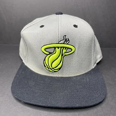 Miami Heat Hat Cap NBA Neon Logo Adidas 3D Embroidered Snapback Grey Gray • $19.99