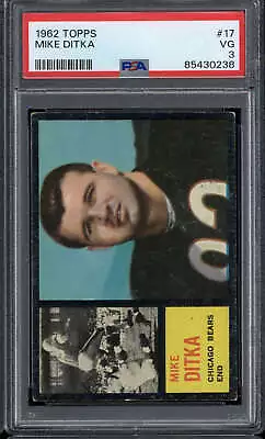 1962 Topps #17 Mike Ditka PSA 3 VG Bears RC • $250