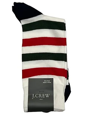 NWT J CREW Socks One Size Blue Red Green Stripes #40 • $14.75