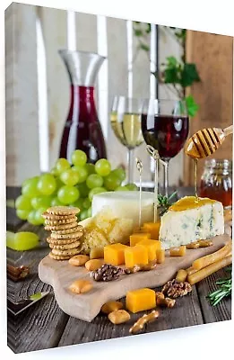 Stunning Kitchen Cafe Restaurant Food Cheese And Wine Canvas Picture Print  • £25.47