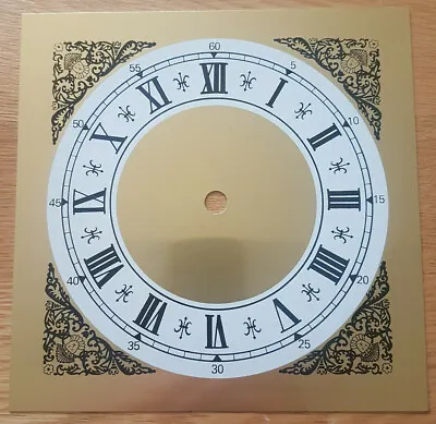£11.95 • Buy 180mm Square Clock Dial Face - White & Brass/Gold Finish - Roman Numerals - SQ01