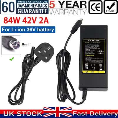 42V Power Charger Adapter Cable For M365 36 Volt Lithium Scooter Battery UK Plug • £11.99