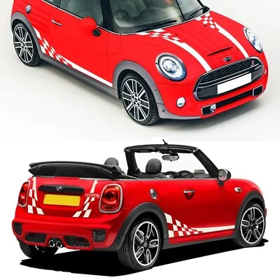 Checkered Car Door Side Hood Rear Stripe Decal Sticker For MINI Cooper R56 F56 • $55.55