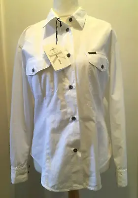 Calvin Klein Womens Long Sleeve Cotton Casual Shirt Size 12/14 Uk BNWT White • £17.99
