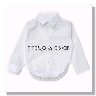 £13.20 • Buy Baby Boy White/ Blue Smart Shirt Formal Bodysuit Body Shirt Long Sleeve 0-24mths