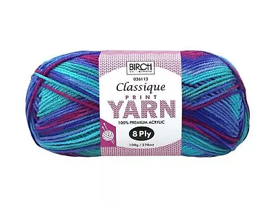 Birch Classique Knitting Yarn - Capri Breeze  -  8 Ply Acrylic Yarn -100 Grams • $3.95