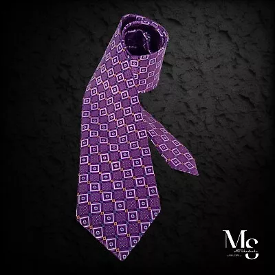 CANALI Purple Geometric Luxury Silk Tie Made In Italy W: 3.4  EX COND • $63