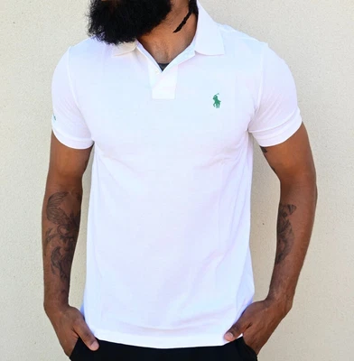 $74.99 • Buy Men's Polo Ralph Lauren Mesh Earth Polo Shirt White Custom Slim Fit 