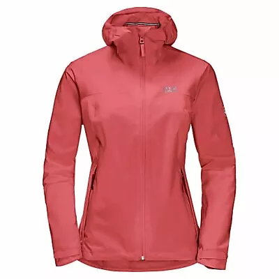 JACK WOLFSKIN JWP SHELL WOMEN'S Coral Red JACKET Small • £39