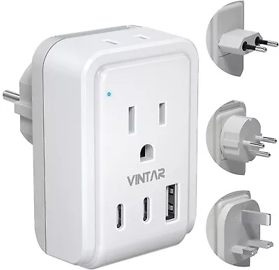 Jordan Israel Power Adapter Kit VINTAR International Plug Adapter With 3 USB Po • $25.49