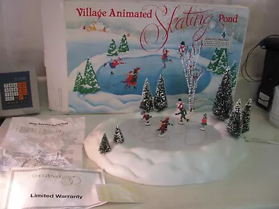 Vintage Department 56 Village Animated Skating Pond Christmas WORKS Complete • $59.99