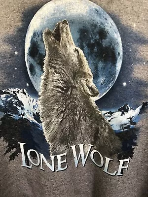 Vintage Lone Wolf Howling Moon Grey Heather Crewneck Sweatshirt Xtra-Large • $16