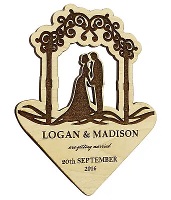 $81.39 • Buy Personalized Save The Date Wooden Engraved Magnets 20 Rustic Wedding-wE4