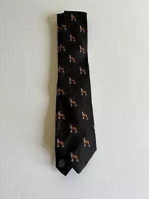 J Crew Bull Dog Black Silk Neck Tie • $14.99