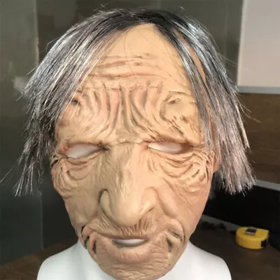 Old Man Mask Latex Halloween Cosplay Party Realistic Full Face Cover Headgear • $25.58