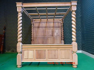£3000 • Buy UK STOCK 6  Super King Raw Natural Four Poster Canopy Tester Jacobean Tudor Bed 