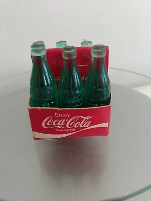 1970s COCA COLA Collector Miniature 6 Pack Green Bottles In Cardboard Carton VTG • $15