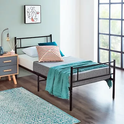 Single Metal Bed Frame Black Metal Bed 3ft With Mattress For Adults Kids • £38.99