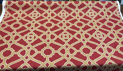 P Kaufmann Pavilion Fretwork Red Rouge Gold Fabric By The Yard  • $21.95