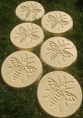 6 X Buff Round Concrete Garden Stepping Stones 23cm / 9Inch | Bee • £53.19