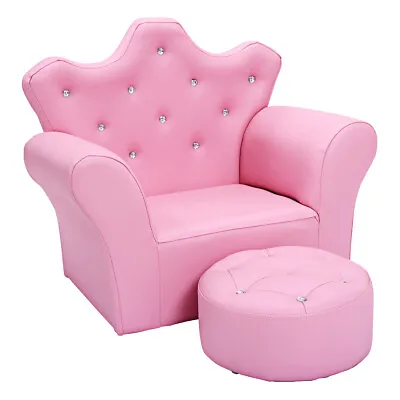 Pink Kids Sofa Armrest Chair Couch Children Toddler Birthday Gift W/ Ottoman • $89