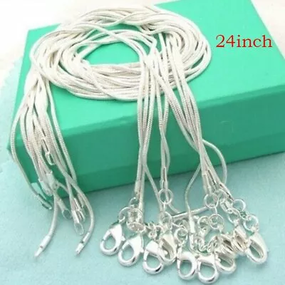 925 Silver Wholesale 10Pcs Solid Snake Necklace Set Pendant Jewelry Women • $3.40