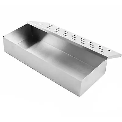 Stainless Steel BBQ Smoker Box For Wooden Chips Gas/ Charcoal Grilling Meat Tool • £6.99