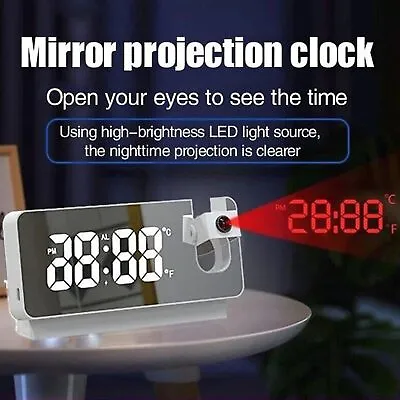$11.59 • Buy LED Digital Smart Alarm Clock, Projection Temperature Time Projector LCD Display