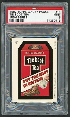 1982 / 85 Topps Wacky Packages Sticker Irish Series #11 Tie Boot Tea PSA 9 • $127.89