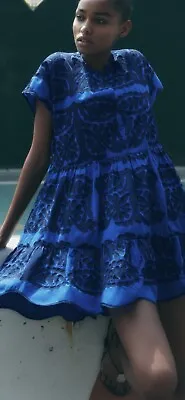 100% Authentic ZARA Blue Embroidered Dress Size: XXL • $59.90