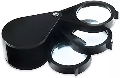 5X 10X 15X Triple Folding Pocket Magnifier Loupe Magnifying Glass Lens • $15.93