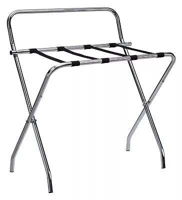 Kings Brand Furniture - Metal Foldable Luggage Rack With Back Chrome/Black • $35.99