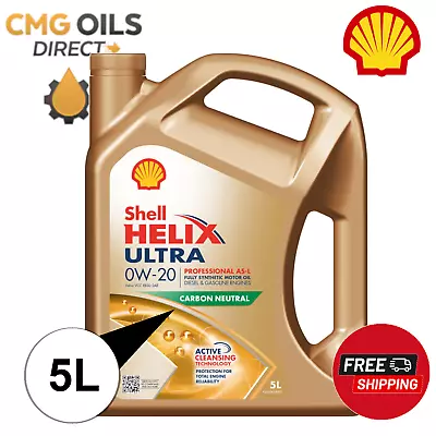 Shell Helix Ultra Professional As-l 0w20 Fully Synthetic Car Engine Oil 5 L • £59.99