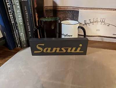 Sansui Electric - Painted Wood Sign Metallic Gold On Dark Gray 2.5  X 8  X .75  • $8.95