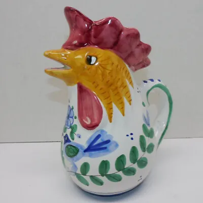 Vintage Hand Made And Painted Rooster Pitcher - Taste Seller By Sigma Italy • $19.95