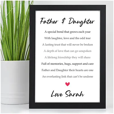 Dad And Daughter Gift Birthday Gift For Dad Poem Print Dad And Daughter Girl • £4.95