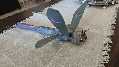 DRAGONFLY Wood & Metal Wall Art Garden Sculpture Dragonfly 19  Rustic Style • $11.50