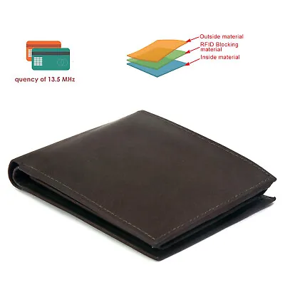 Mens Leather Wallet RFID Blocking Credit ID Card Holder Coin Pocket With Zipper  • £6.99