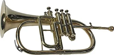 Sai Musical India Flugel Horn Bb 4 Valve (Brass) With Hard Case & Mouthpiece  • $182.96