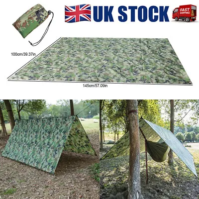 Waterproof Camping Tent Tarp Shelter Hammock Awning Sun Shade Rain Cover Mat UK • £9.35