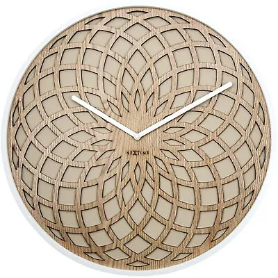 £35 • Buy Nextime - Wall Clock – Ø 50 Cm - Wood & Fabric - Beige - 'sun Big'