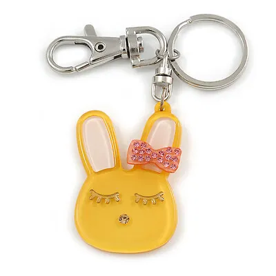 £13 • Buy Cute Yellow Plastic Bunny Key-Ring With Crystal Bow