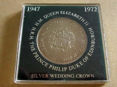 £2.86 • Buy 1972 Queen Elizabeth Prince Philip Silver Wedding Crown In Case Ref:bx5