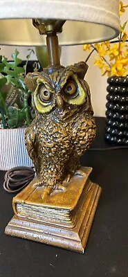 Vintage Mid-century Ceramic White Owl Lamp 20 Inches Height • $30