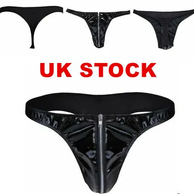 UK Freebily Sexy Men's Leather Underwear Jockstrap Zipper Bikini Briefs Shorts  • £8.95