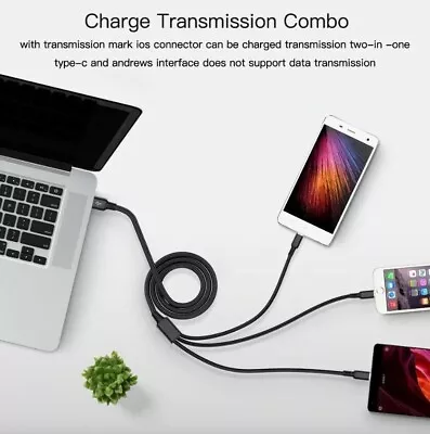 Genuine 3 In 1 Multi USB Charger Cable Cord For IPhone Micro USB TYPE Android • $15.95