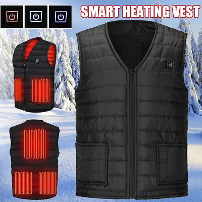 Electric Vest Heated Jacket USB Thermal Warm Heat Pad Winter Body Warmer 3 Gear • $20.23