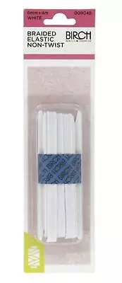 Birch Braided Non-Twist Elastic - White - 6 Mm X 4 Metre • $3.50