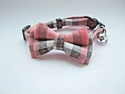 Cat Collar Bow Tie Bell Safety Release Quick Snap Open Tartan Chequered Checked • £4.20